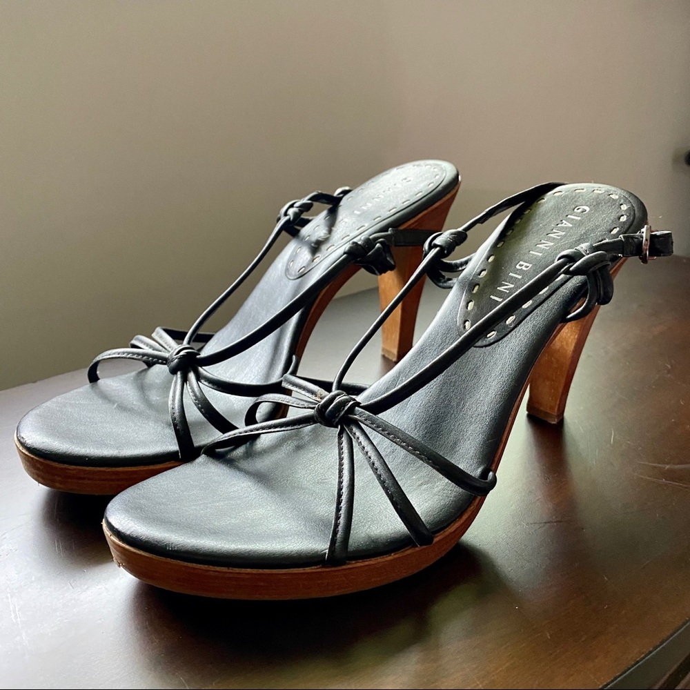 Black Gianni Bini Strappy Sandal 4 in. Heel